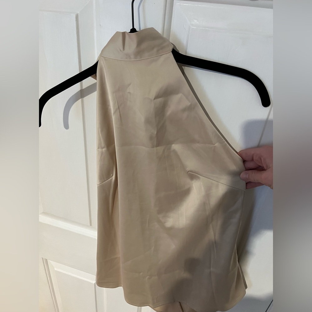 Nasty Gal Nude Satin Halter Top